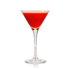 Bloody mary made from tomato juice isolated on white background. Bloody mary and vodka