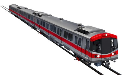 3d model of a subway train on a white isolated background. 3d rendering.