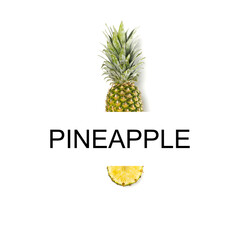 Pineapple creative layout. Pineapple on white background. Tropical fruits modern concept.