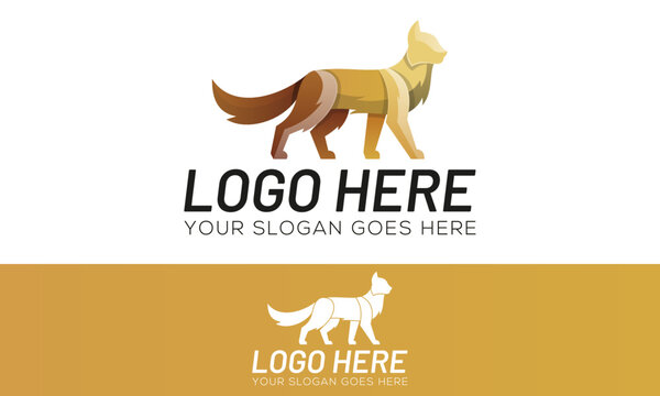 Brown Color Fox Wolf Mascot Style Logo Design