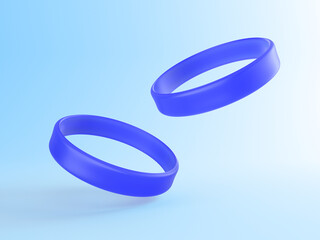 Blue silicone bracelet bands Promo bracelet. 3d rendering