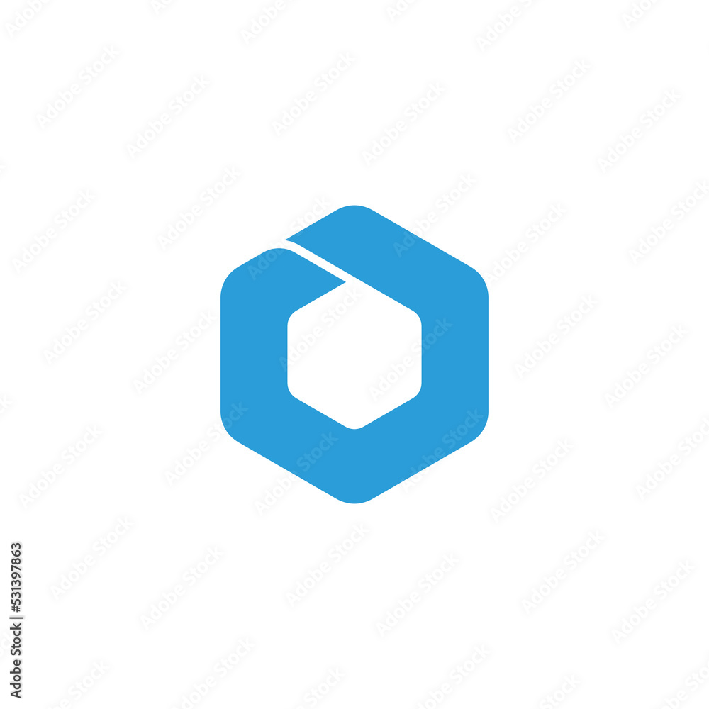 Poster hexagonal ice cube blue simple curve logo vector