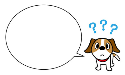 ジャックラッセルテリア犬　はてなマーク　ふきだし