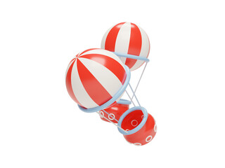 Hot air 3d icon balloon with transparent background.  3d illustration