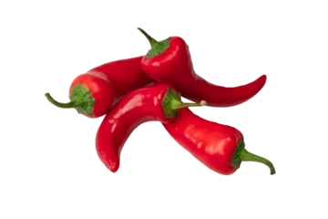 Foto op Canvas Red hot chili peper geïsoleerd op een witte achtergrond. © Nikolay