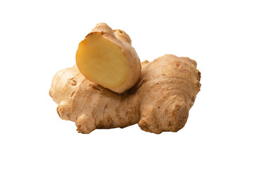 Ginger root isolated on white background.