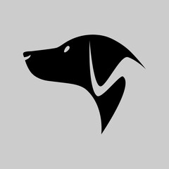 Dog portrait side view symbol on gray backdrop. Design element