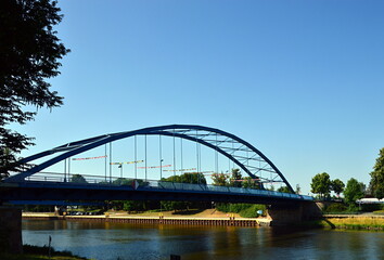 Fototapeta premium Bridge over the River Weser in the Town Hoya, Lower Saxony