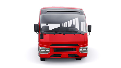 Small bus for urban and suburban for travel. Car with empty body for design and advertising. 3d illustration