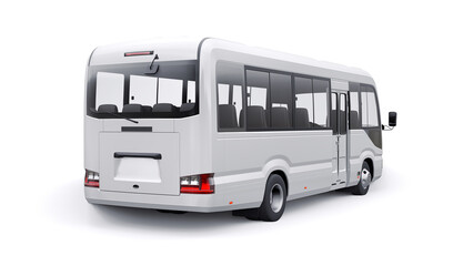 Obraz na płótnie Canvas White Small bus for urban and suburban for travel. Car with empty body for design and advertising. 3d illustration