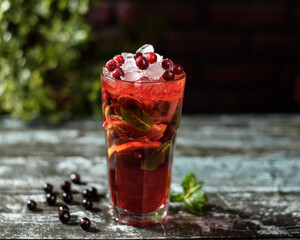 strawberry cocktail with ice