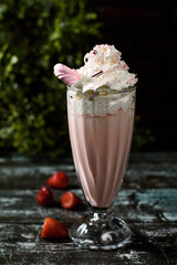 strawberry milkshake with whipped cream