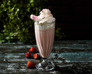 strawberry milkshake with whipped cream