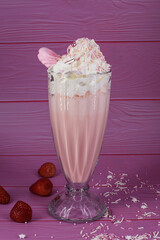 strawberry milkshake with whipped cream