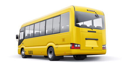 Obraz na płótnie Canvas Yellow Small bus for urban and suburban for travel. Car with empty body for design and advertising. 3d illustration