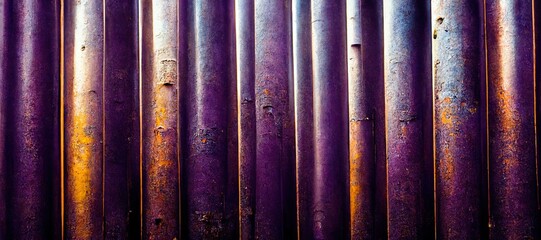 Purple Abstract aging enamel painted corrugated steel metal sheets - minimalistic patterns, rough grungy industrial rust texture. Modern digital art background.