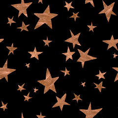Stars seamless pattern. Isolated on a black background. For design.