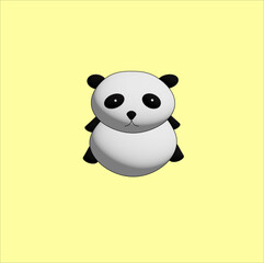 Cute panda in various designs 3d concept on  yellow background for illustration © Suriya