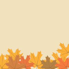 Vector background with golden, orange and red leaves. Autumn concept. Vector illustration