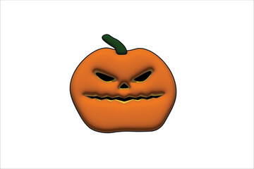 Halloween 3d pumpkin vector on white background. for illustration