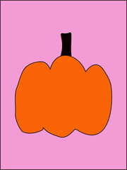 A bright poster depicting an abstract pumpkin. An icon of a cartoon pumpkin isolated on a background. Vector illustration, design template