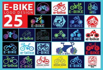 E bike logo and icon design template big bundle