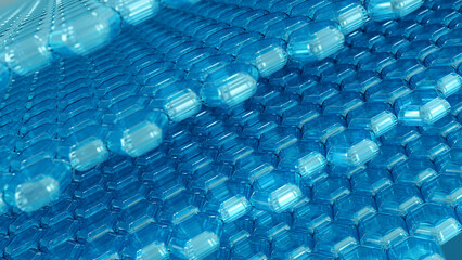 Luxury hexagonal abstract Blue background with Skin layers. 3d geometric texture illustration. Background in geometry for technology design