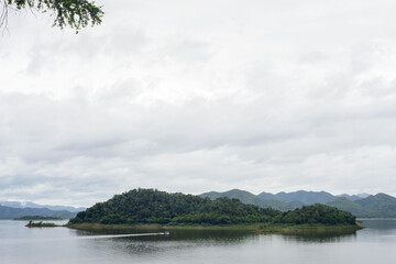 Landscape of Thailand. Sea and mountain in the evening.