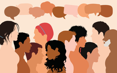 Dialogue group with diverse multi-ethnic people. Talking, socialising, and sharing ideas. Providing information. Dialogue group with diverse multi- ethnic people.