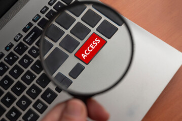 Access lettering on red key on computer keyboard. access idea concept.