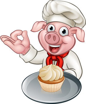 Cartoon Baker Chef Pig Character