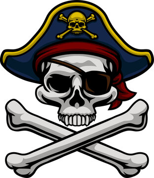 Pirate Hat Skull and Crossbones Cartoon