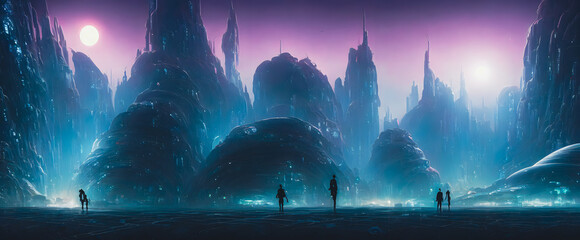 Artistic concept painting of a futuristic landscape, background illustration.