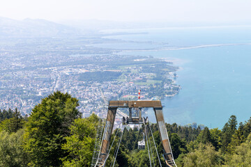 Pfänderbahn Cable Car, Bregenz, with Bregenz in the background during summer