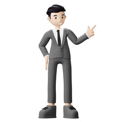 3D Character Business Man Pointing