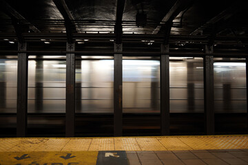 new york city subway moving train at 51 st station