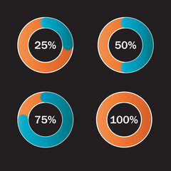 Percentage pie chart. Percentage vector info graphics. Circle percentage diagram business illustration
