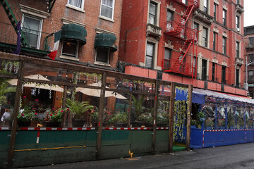 Little italy new york buildings restaurant