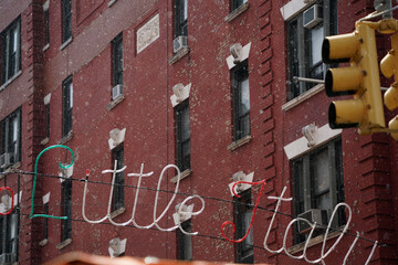 Little italy new york buildings entrance sign