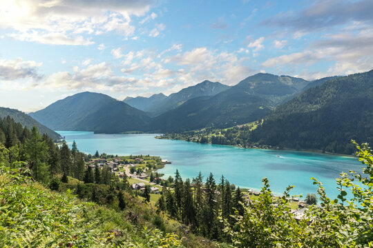 Weissensee in Carinthia. Famous idyllic lake in the South of Austria.