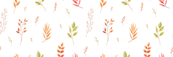 Hand drawn vector watercolor seamless pattern. Botanical fabric. Dry field flowers. Autumn Floral Design elements. Perfect for wrapping paper, wedding invitations, cards, prints, fabric