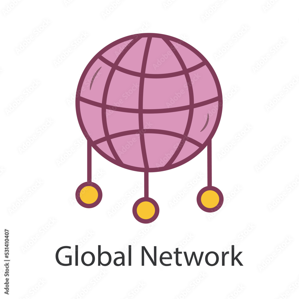 Poster global network filled outline icon design illustration. data symbol on white background eps 10 file