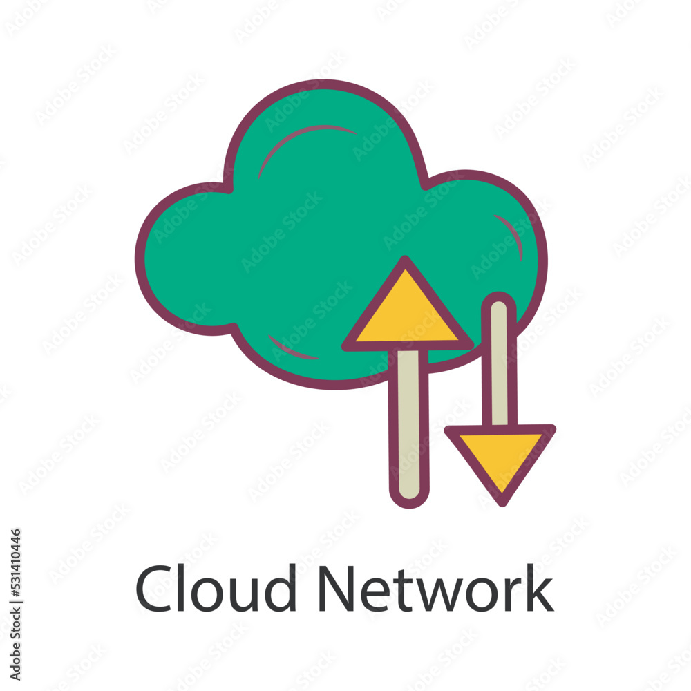 Poster cloud network filled outline icon design illustration. data symbol on white background eps 10 file