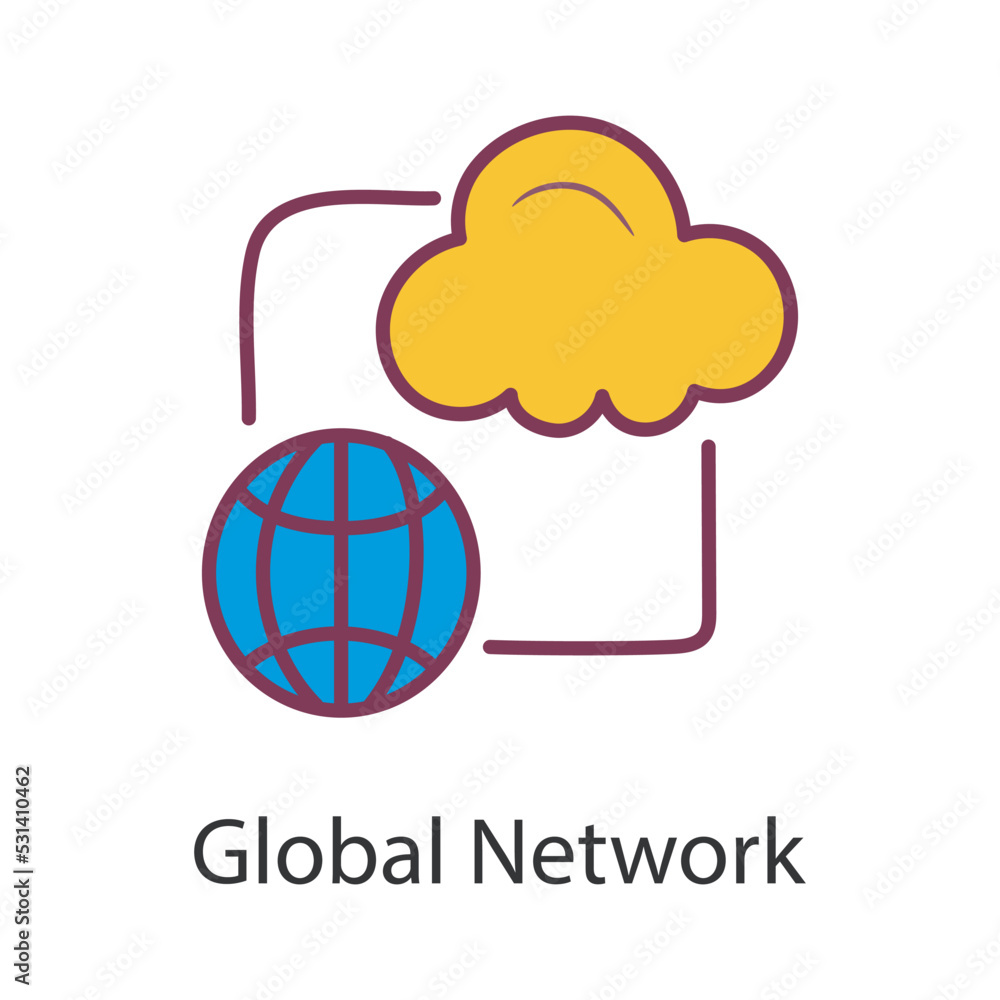 Poster global network filled outline icon design illustration. data symbol on white background eps 10 file