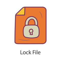 Lock File Filled Outline Icon Design illustration. Data Symbol on White background EPS 10 File