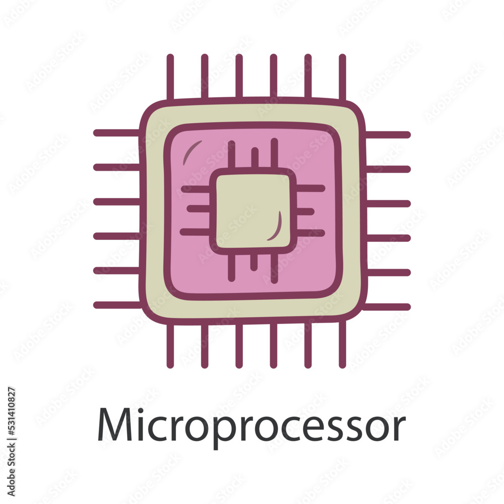 Poster microprocessor filled outline icon design illustration. data symbol on white background eps 10 file