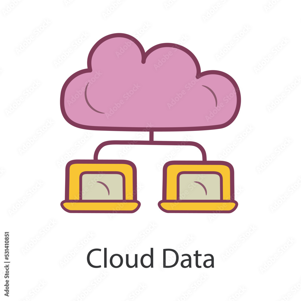 Poster cloud data filled outline icon design illustration. data symbol on white background eps 10 file