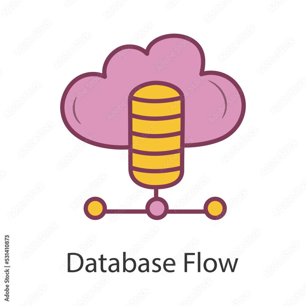 Poster database flow filled outline icon design illustration. data symbol on white background eps 10 file