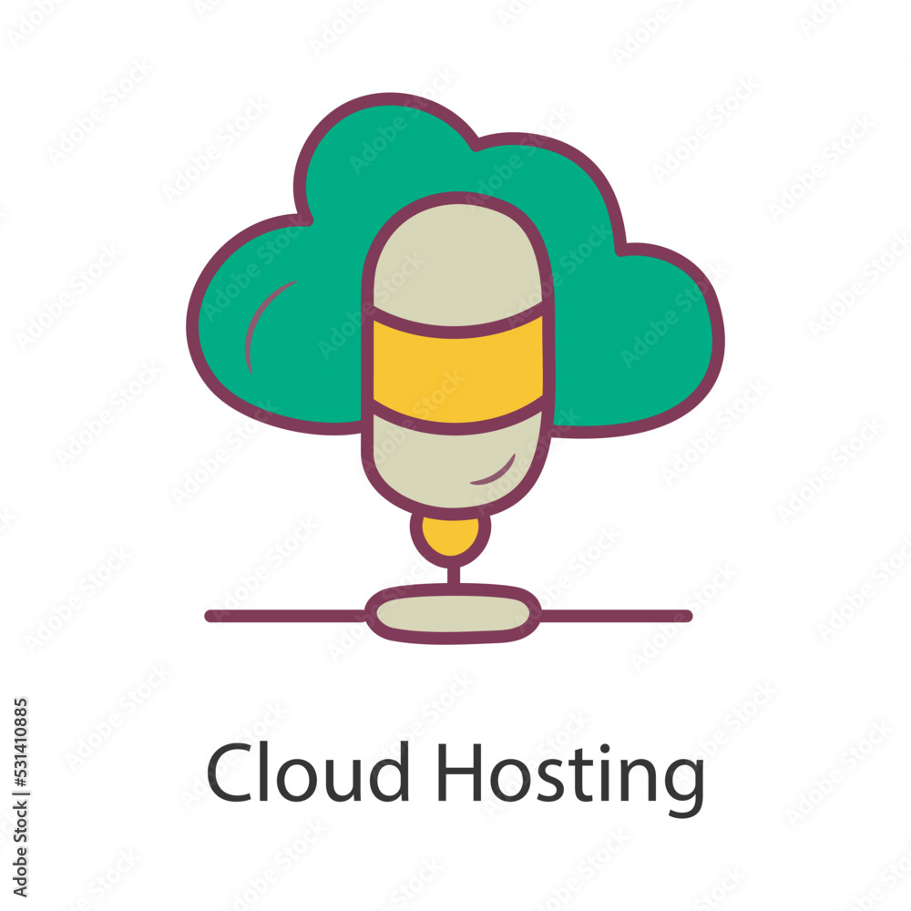 Poster cloud hosting filled outline icon design illustration. data symbol on white background eps 10 file