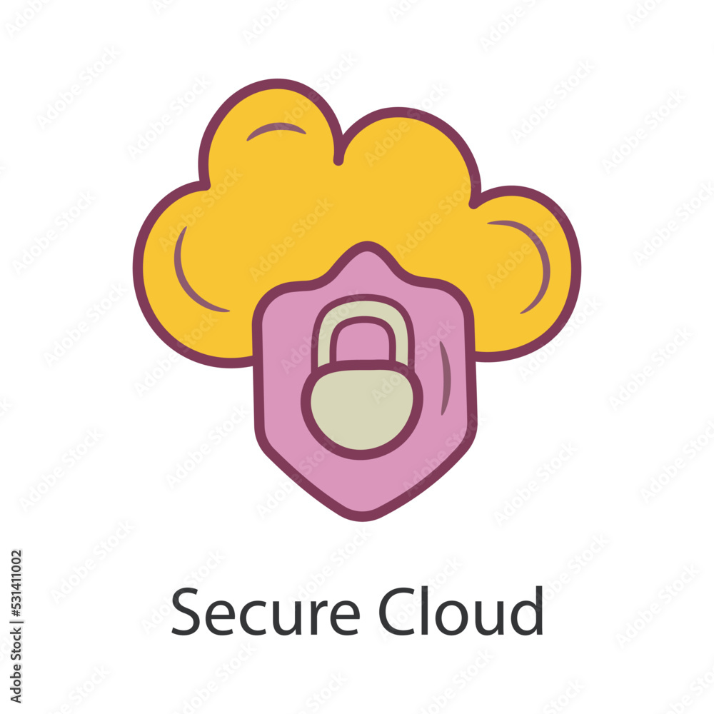 Poster secure cloud filled outline icon design illustration. data symbol on white background eps 10 file